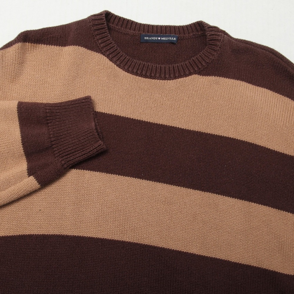 Brandy Melville Sweater Womens S/M Brown Brianna Thick Stripe Knit Pullover